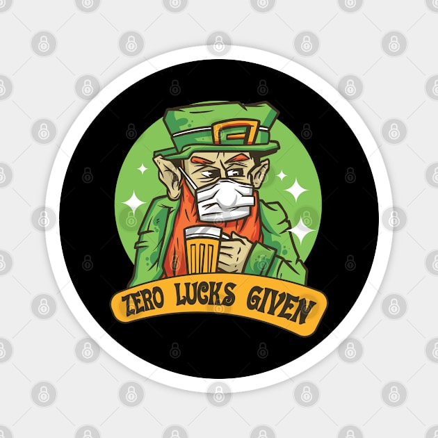 Zero Lucks Given Leprechaun Face Mask St Patrick's Day Magnet by az_Designs